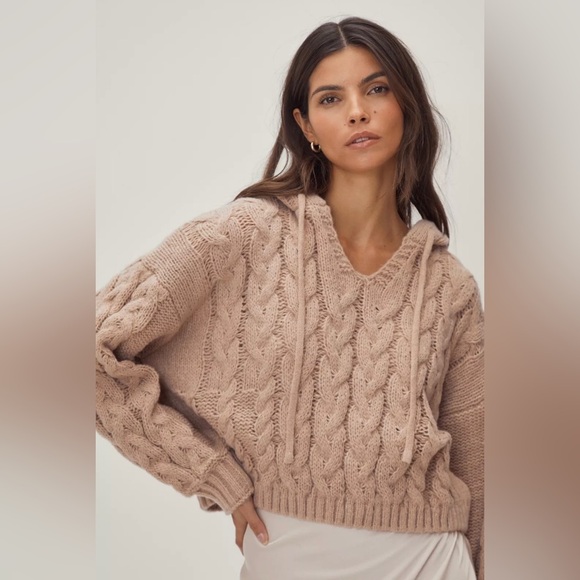 Nasty gal Deep brown knit hoodie size large - Picture 2 of 4